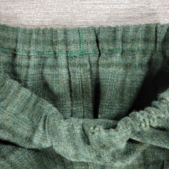 Vintage Handmade Wool Skirt Suit Green Plaid 2 Piece Set Elastic Waist Pockets - Picture 13 of 15